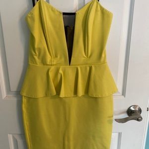 Arden B Yellow Fun Dress with Ruffle, Size S